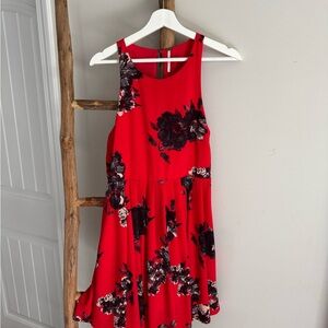 Free People Red Floral Sleeveless Dress size 8